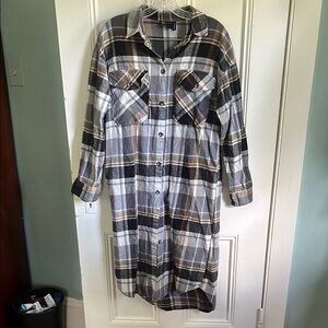 ASOS Plaid Midi Dress - Black, White, Brown